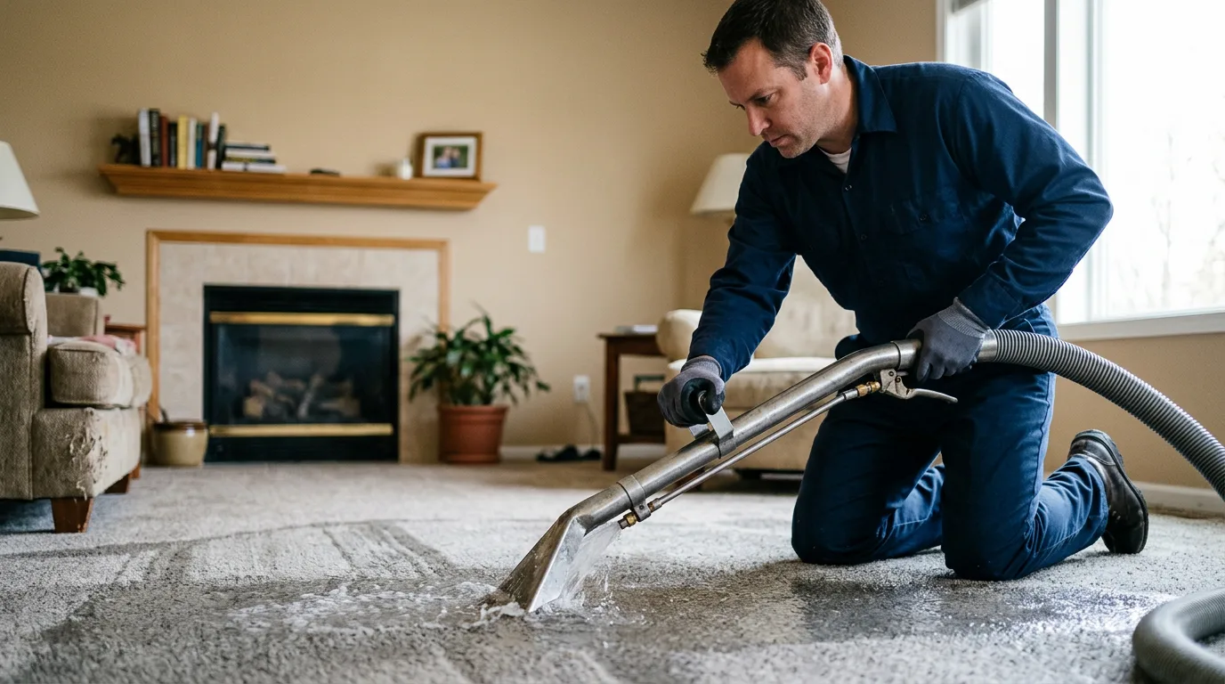 Water damage restoration technician working near Hooversville, PA